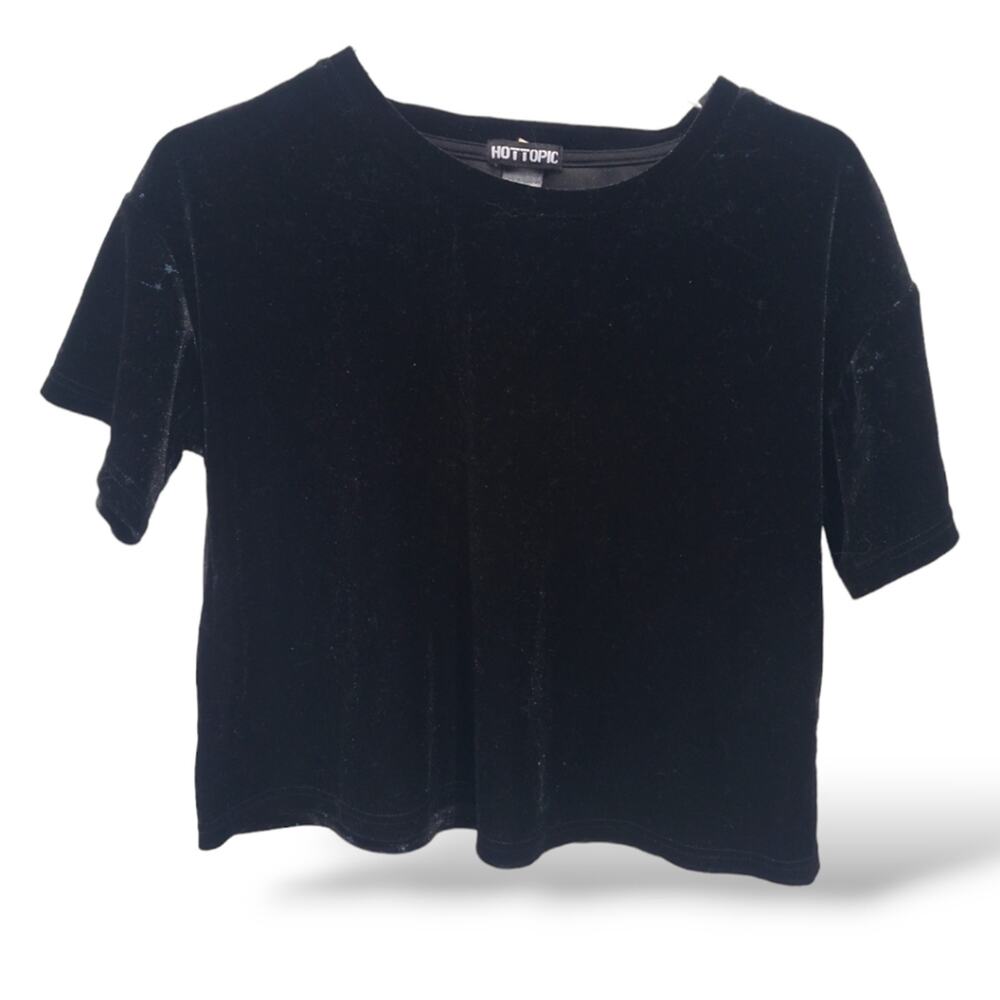 Hot Topic Size Large Black Velvet Constellation Design Crop Top Witchy Vibes